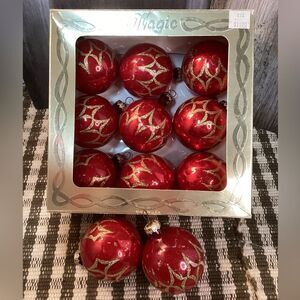 Magic Rauch Festive Red and Gold 11 Vintage Glass Ornaments